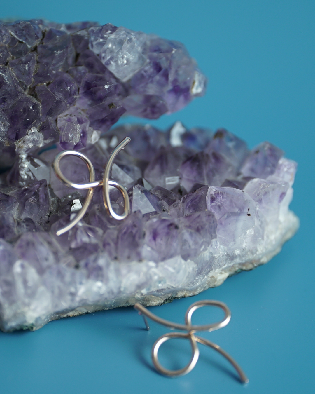 Silver Wire Infinity Earrings - Minimalist Sculptural Studs