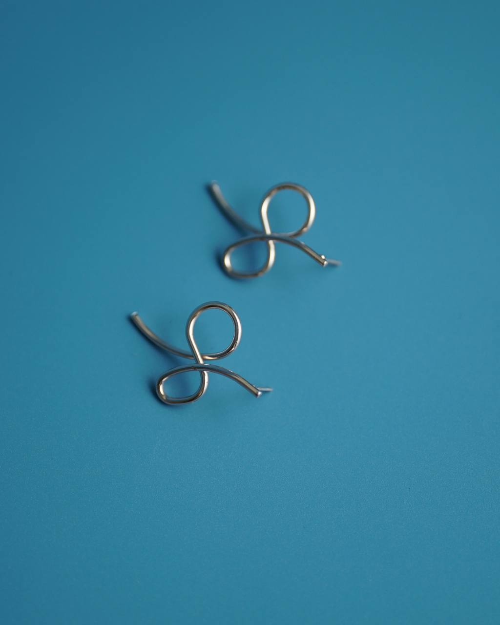 Silver Wire Infinity Earrings - Minimalist Sculptural Studs