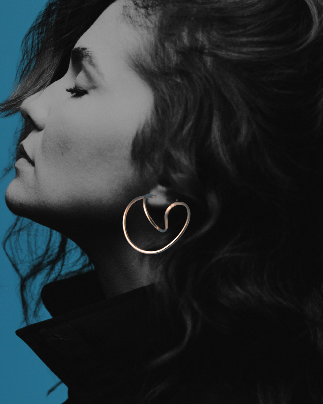 Rose Gold Abstract Sculptural Hoop Earrings - Artistic Statement Pieces