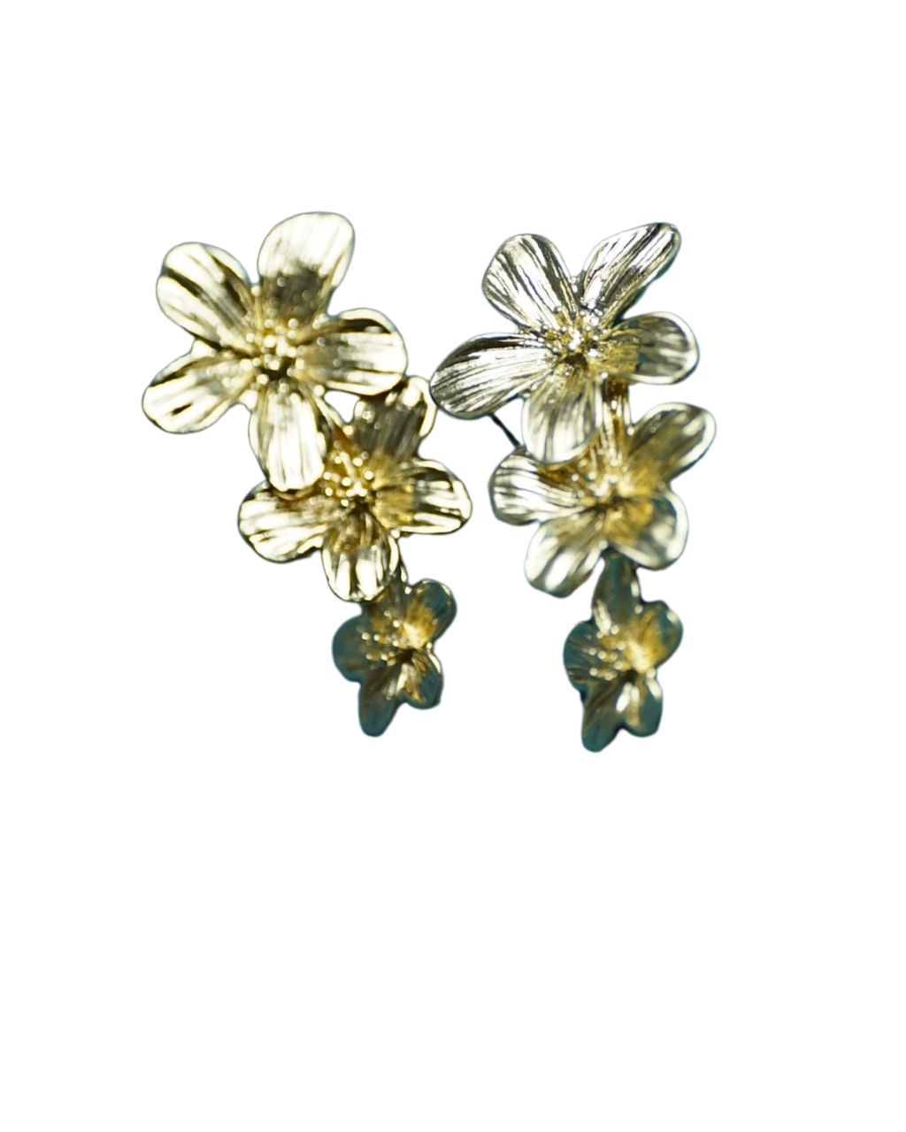 Gold Flower Climber Earrings - Statement Floral Ear Climbers