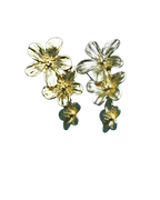 Gold Flower Climber Earrings - Statement Floral Ear Climbers