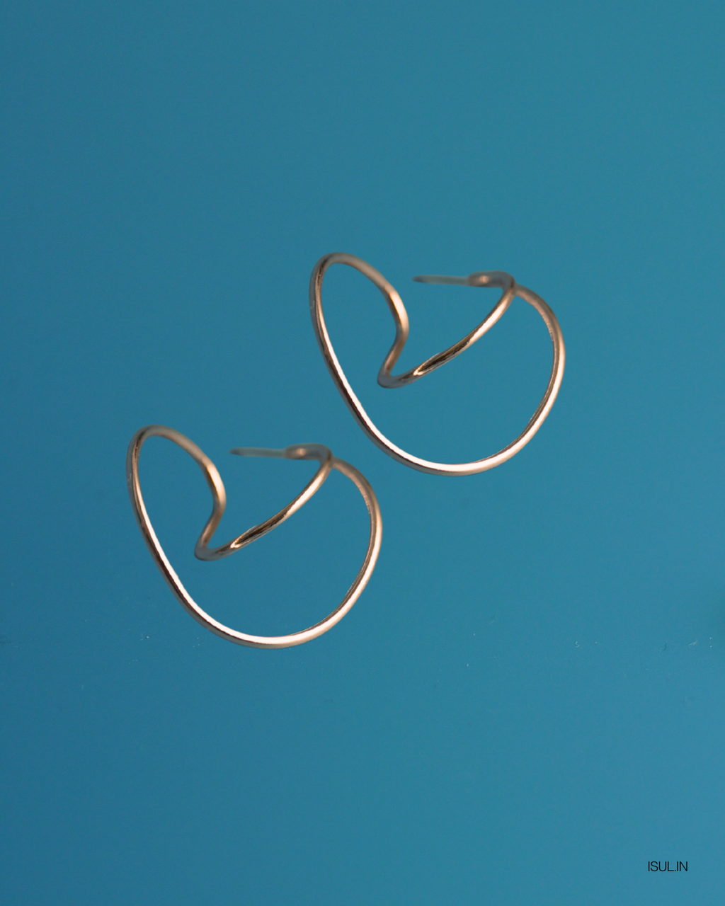Rose Gold Abstract Sculptural Hoop Earrings - Artistic Statement Pieces