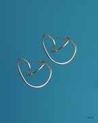 Rose Gold Abstract Sculptural Hoop Earrings - Artistic Statement Pieces