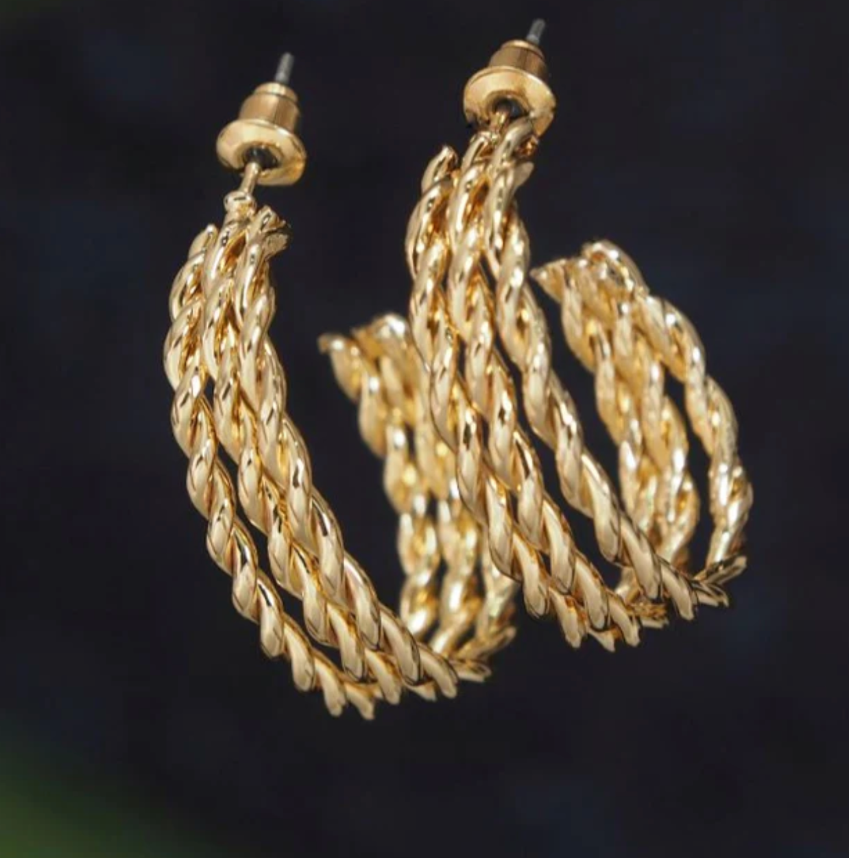 Twisted Gold Hoop Earrings