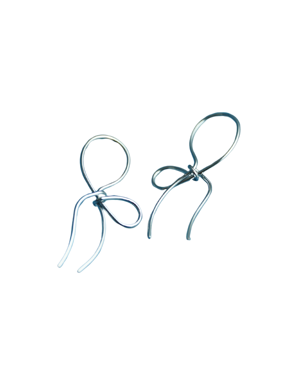 Minimalist Silver Wire Bow Earrings - Sculptural Studs
