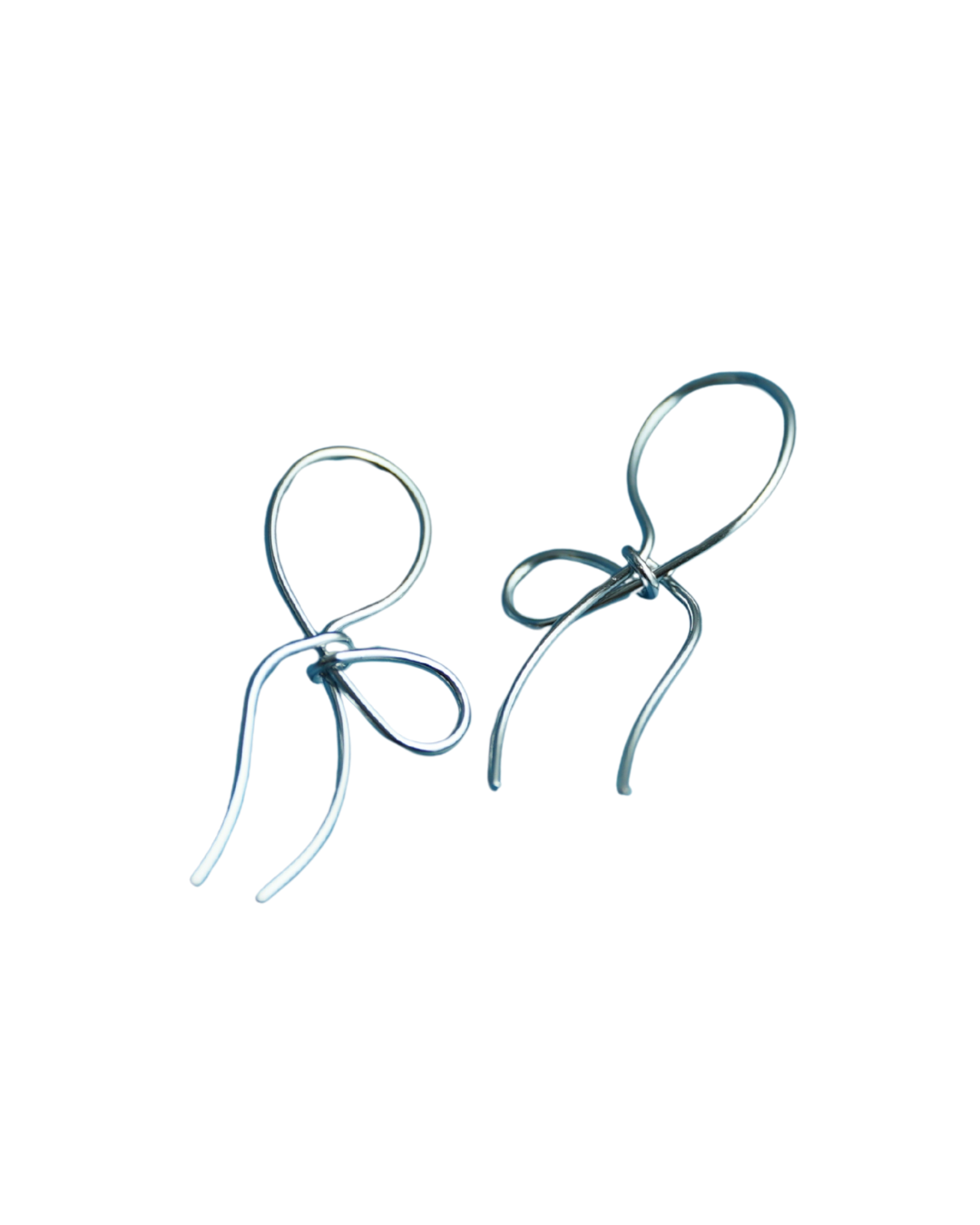 Minimalist Silver Wire Bow Earrings - Sculptural Studs