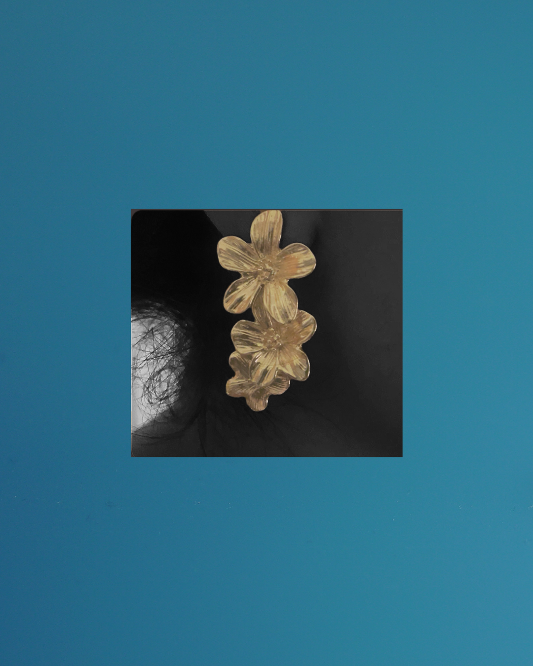 Gold Flower Climber Earrings - Statement Floral Ear Climbers