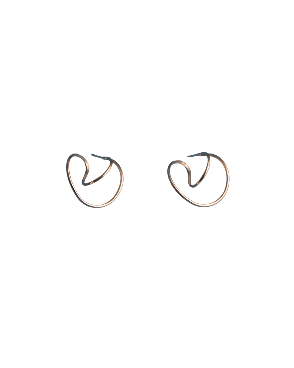 Rose Gold Abstract Sculptural Hoop Earrings - Artistic Statement Pieces