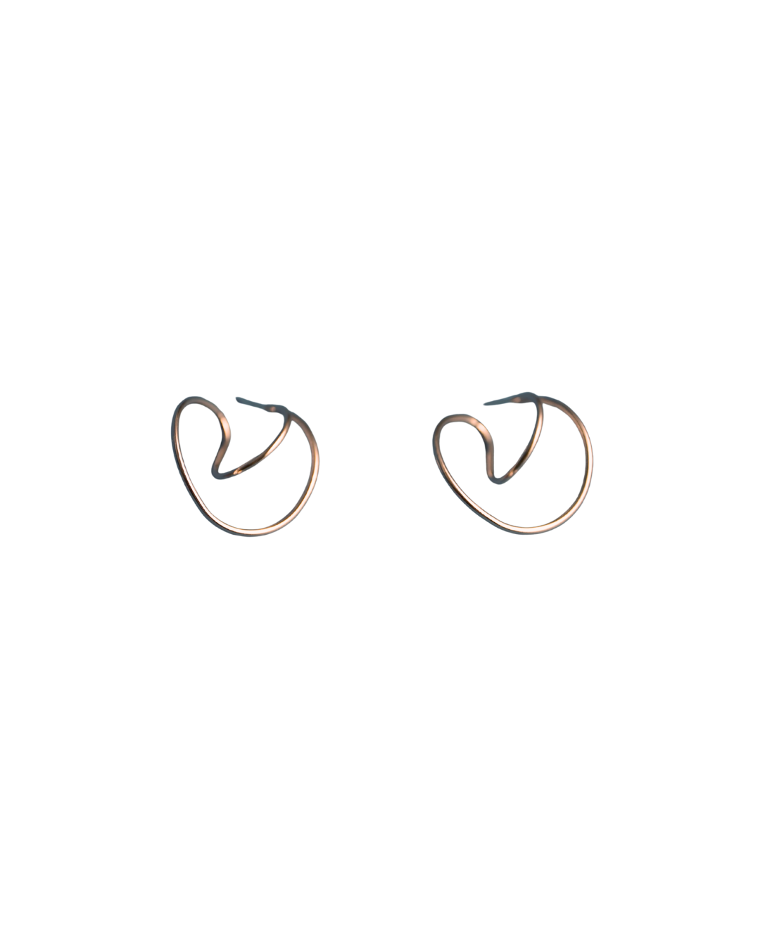 Rose Gold Abstract Sculptural Hoop Earrings - Artistic Statement Pieces
