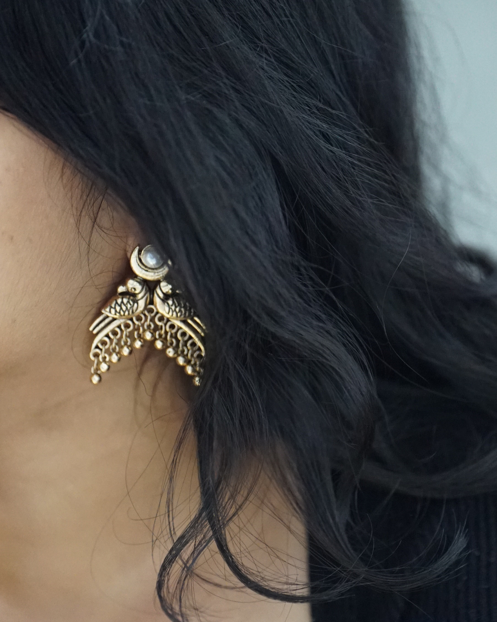 Antique Peacock Chandelier Earring