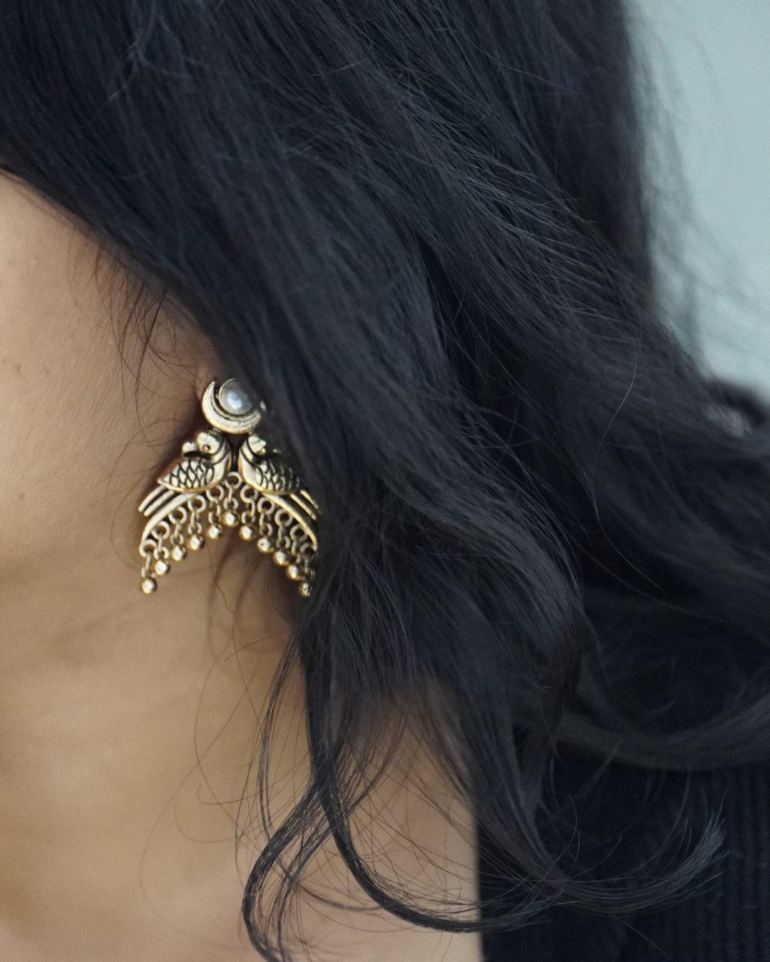 Antique Peacock Chandelier Earring